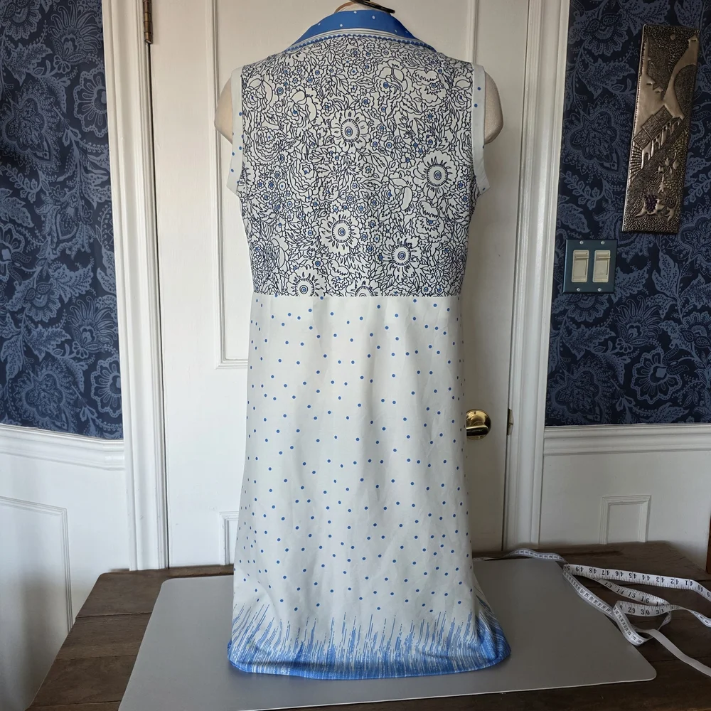 Handmade blue and white dress.  Lg to XL vintage(?), sleeveless, A-line - Picture 8 of 12